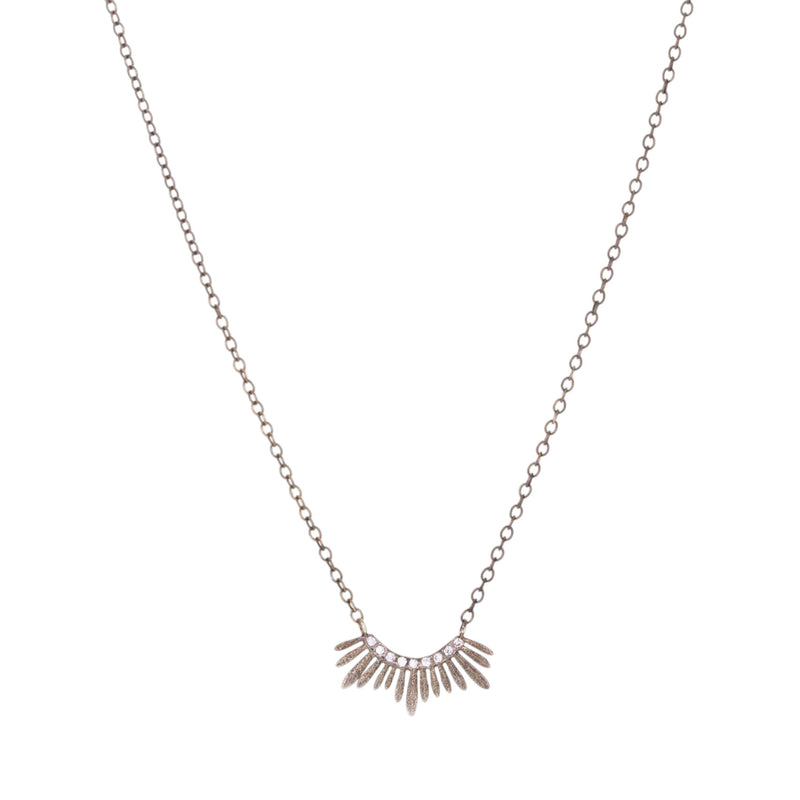 Acanthus Oxidized Silver Mini Luminous Diamond Necklace | Quadrum Gallery