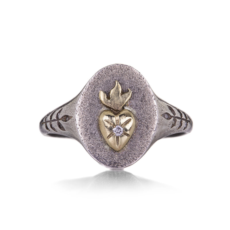 Acanthus Love Lasting Heart Signet Ring | Quadrum Gallery