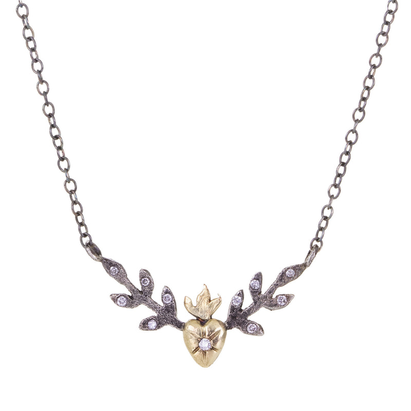 Acanthus Mixed Metal Sacred Heart Necklace | Quadrum Gallery