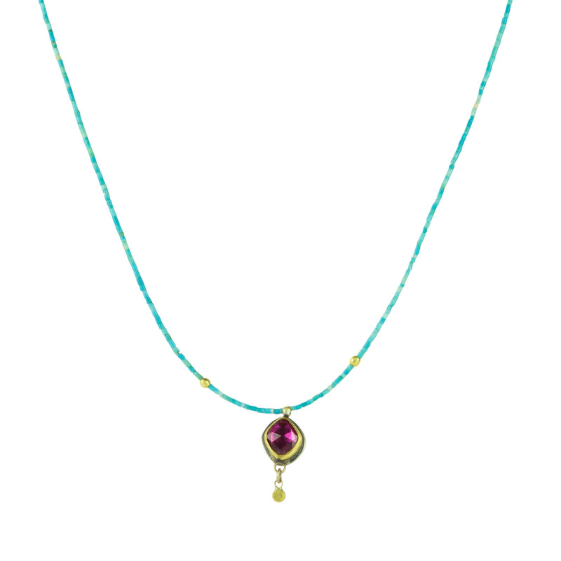 Ananda Khalsa Tiny Heishi Turquoise Necklace with Ruby | Quadrum Gallery