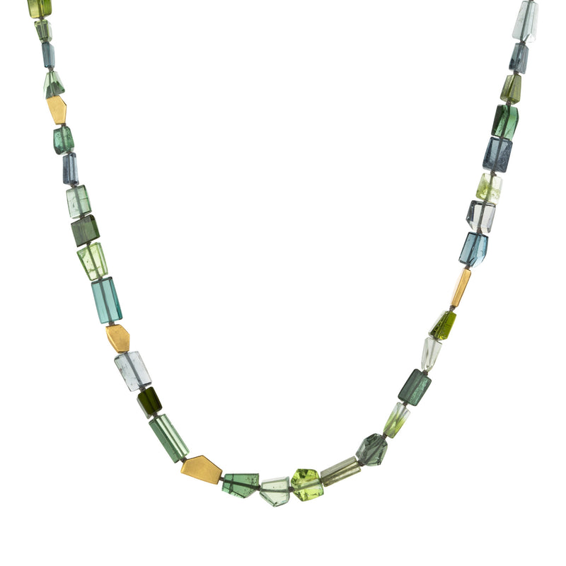 Ananda Khalsa Geometric Blue Green Tourmaline Beaded Necklace | Quadrum Gallery