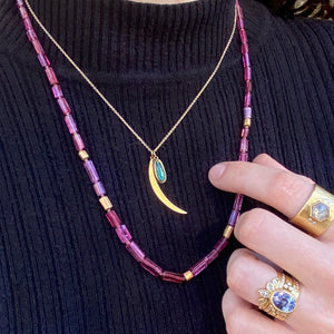 Ananda Khalsa Tourmaline and Moon Charm Pendant Necklace | Quadrum Gallery