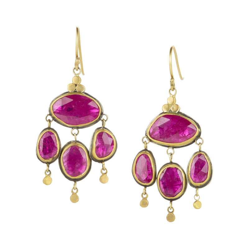 Ananda Khalsa Rose Cut Ruby Mini Chandelier Earrings | Quadrum Gallery