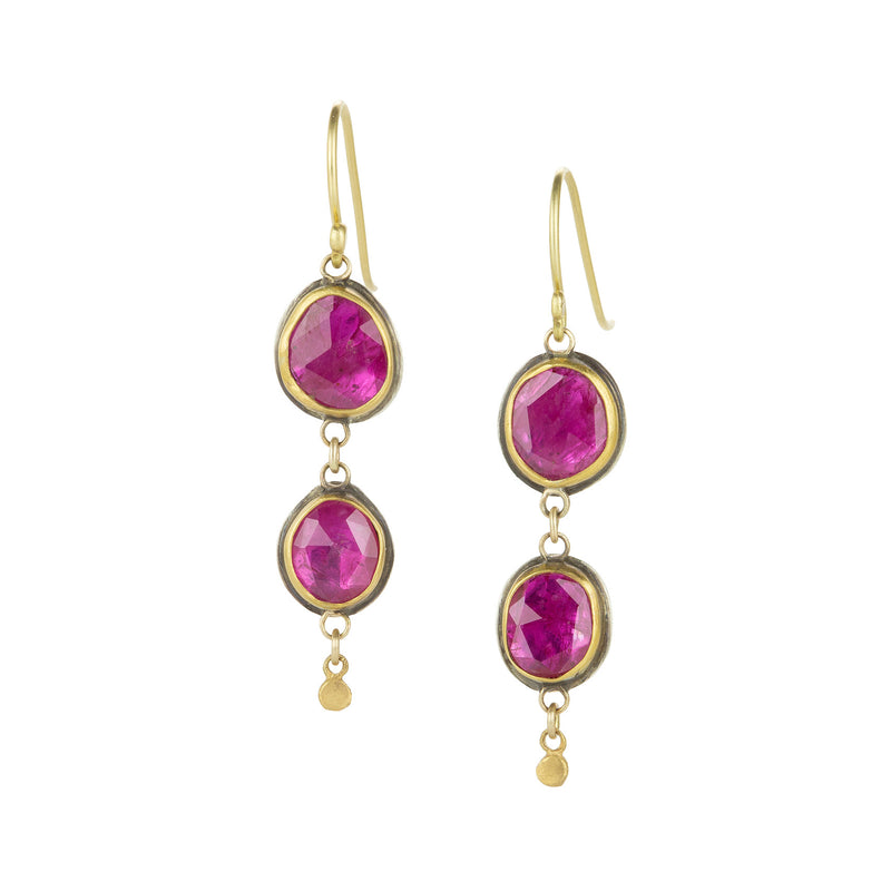 Ananda Khalsa Double Rose Cut Ruby Drop Earrings | Quadrum Gallery