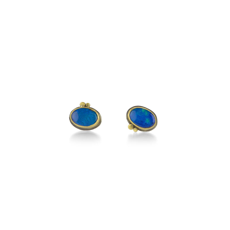 Ananda Khalsa Oval Australian Blue Opal Studs | Quadrum Gallery