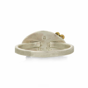 Ananda Khalsa Rose Cut Rhodolite Garnet Ring with 3 Diamonds | Quadrum Gallery