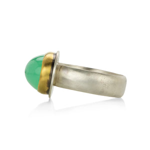 Ananda Khalsa Mixed Metal Oval Chrysoprase Ring | Quadrum Gallery