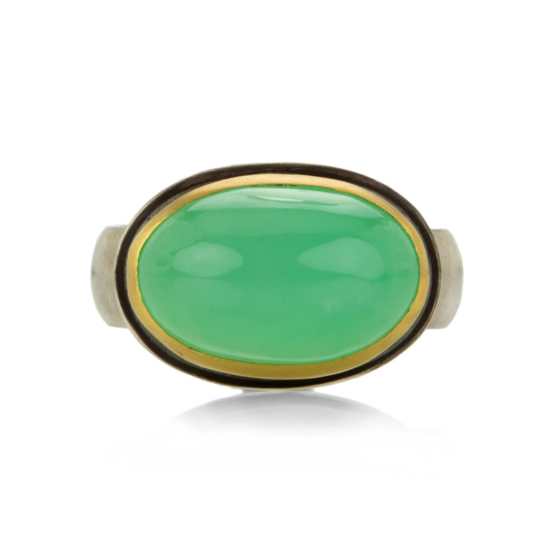 Ananda Khalsa Mixed Metal Oval Chrysoprase Ring | Quadrum Gallery