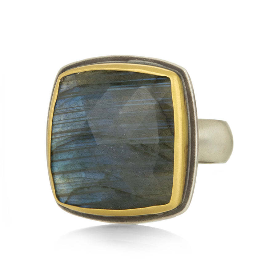 Ananda Khalsa Rose Cut Square Labradorite Ring | Quadrum Gallery