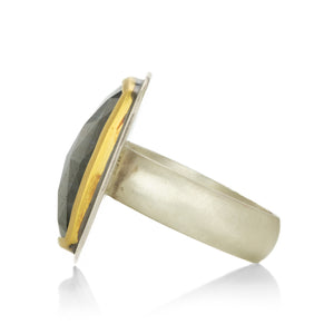 Ananda Khalsa Rose Cut Square Labradorite Ring | Quadrum Gallery