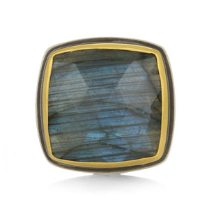 Ananda Khalsa Rose Cut Square Labradorite Ring | Quadrum Gallery