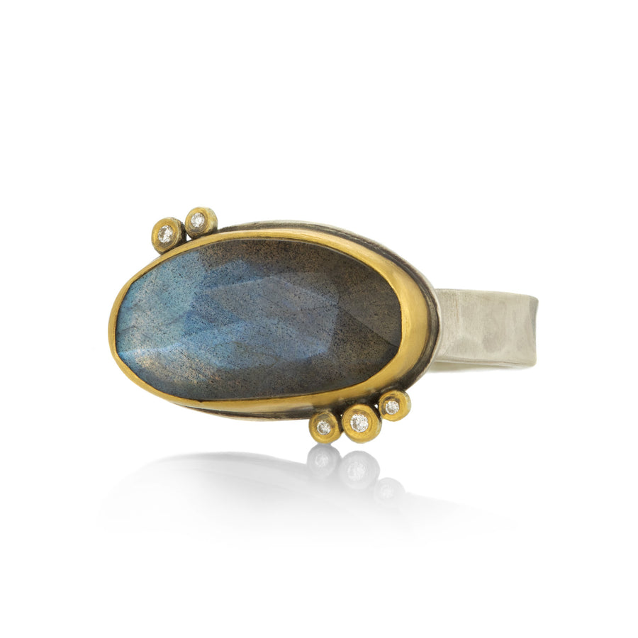 Ananda Khalsa Rose Cut Labradorite Ring with Diamonds | Quadrum Gallery