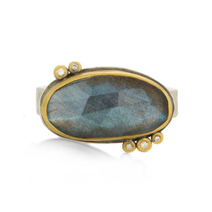 Ananda Khalsa Rose Cut Labradorite Ring with Diamonds | Quadrum Gallery
