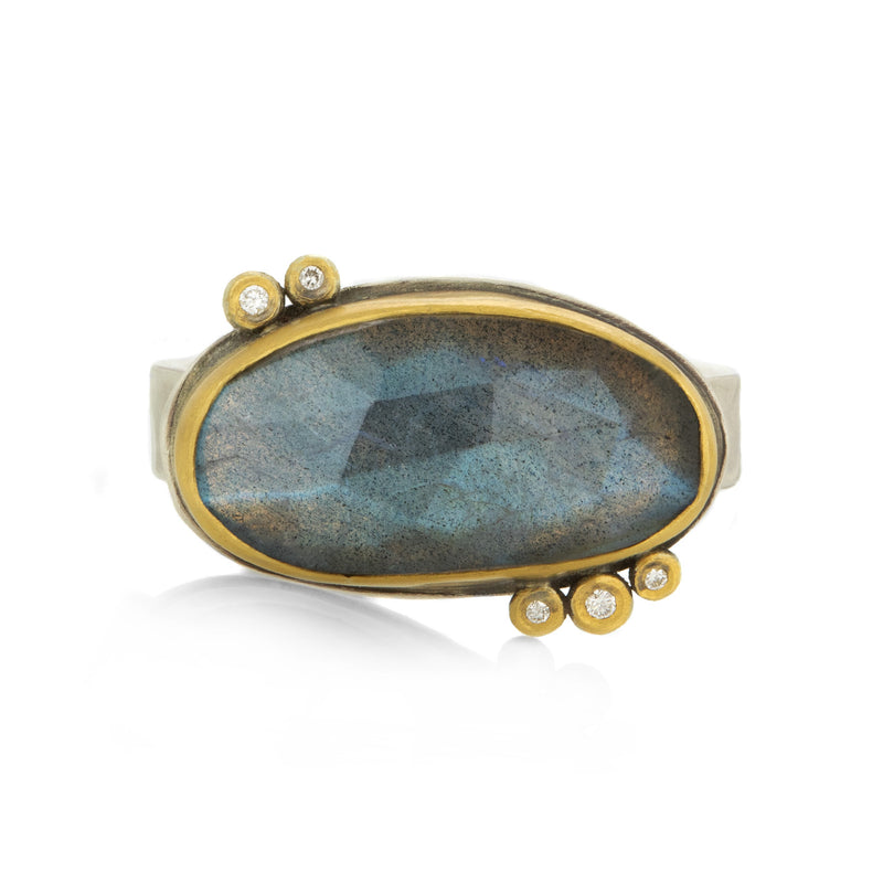 Ananda Khalsa Rose Cut Labradorite Ring with Diamonds | Quadrum Gallery