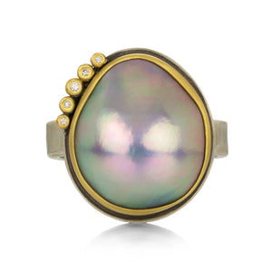 Ananda Khalsa Tahitian Pearl Ring with Diamonds | Quadrum Gallery