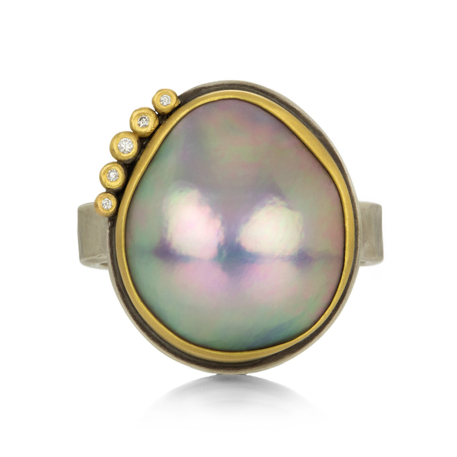 Ananda Khalsa Tahitian Pearl Ring with Diamonds | Quadrum Gallery