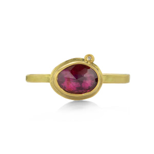 Ananda Khalsa 18k Rose Cut Ruby Ring with Diamond | Quadrum Gallery
