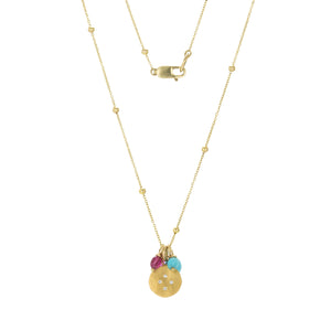 Ananda Khalsa Turquoise, Ruby and Disc Charm Necklace | Quadrum Gallery
