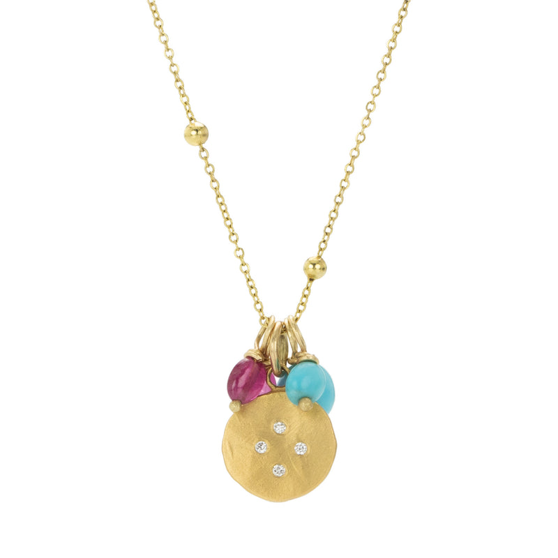 Ananda Khalsa Turquoise, Ruby and Disc Charm Necklace | Quadrum Gallery