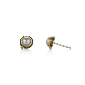 Ananda Khalsa Round Pink Pearl Studs | Quadrum Gallery