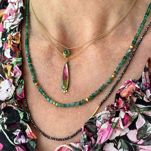 Ananda Khalsa Emerald Crystal Beaded Necklace | Quadrum Gallery