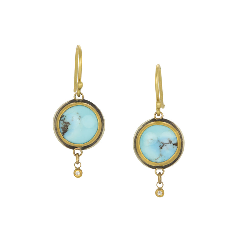 Ananda Khalsa Small Round Turquoise Drop Earrings | Quadrum Gallery