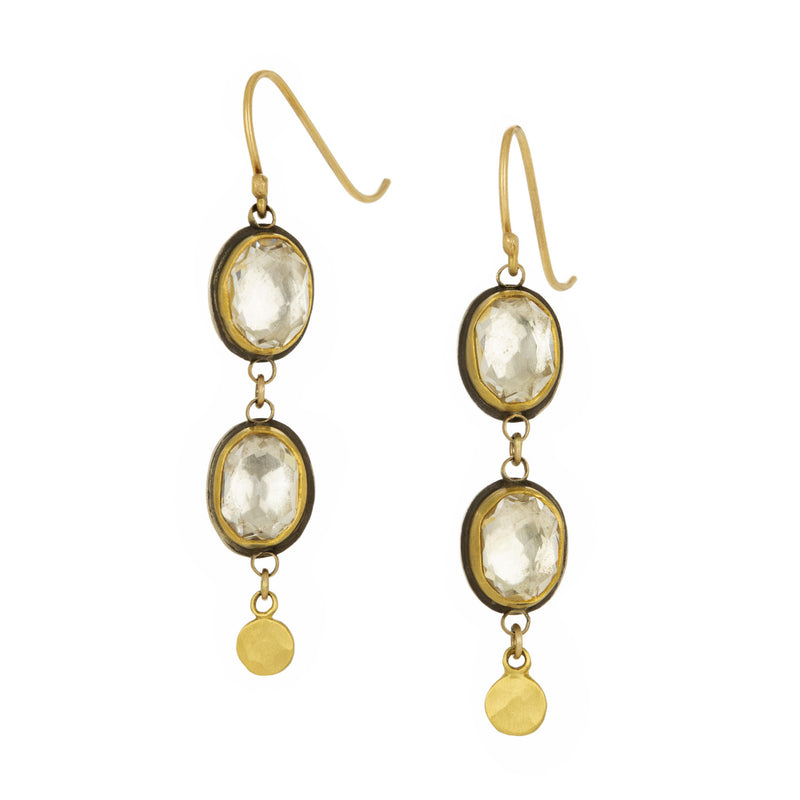 Ananda Khalsa Rose Cut Double White Topaz Earrings | Quadrum Gallery
