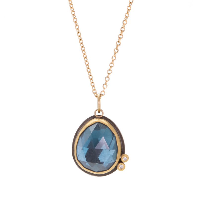 Ananda Khalsa London Blue Topaz and Diamond Pendant Necklace | Quadrum Gallery