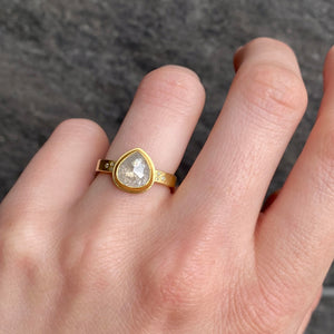Ananda Khalsa Pear Shaped Gray Rose Cut Diamond Ring | Quadrum Gallery