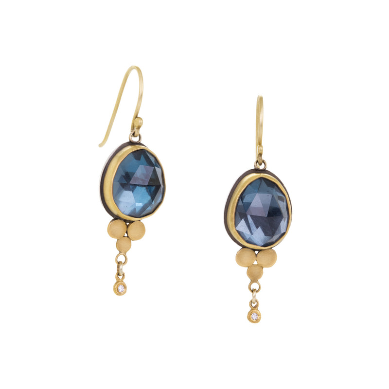 Ananda Khalsa Rose Cut London Blue Topaz Earrings | Quadrum Gallery