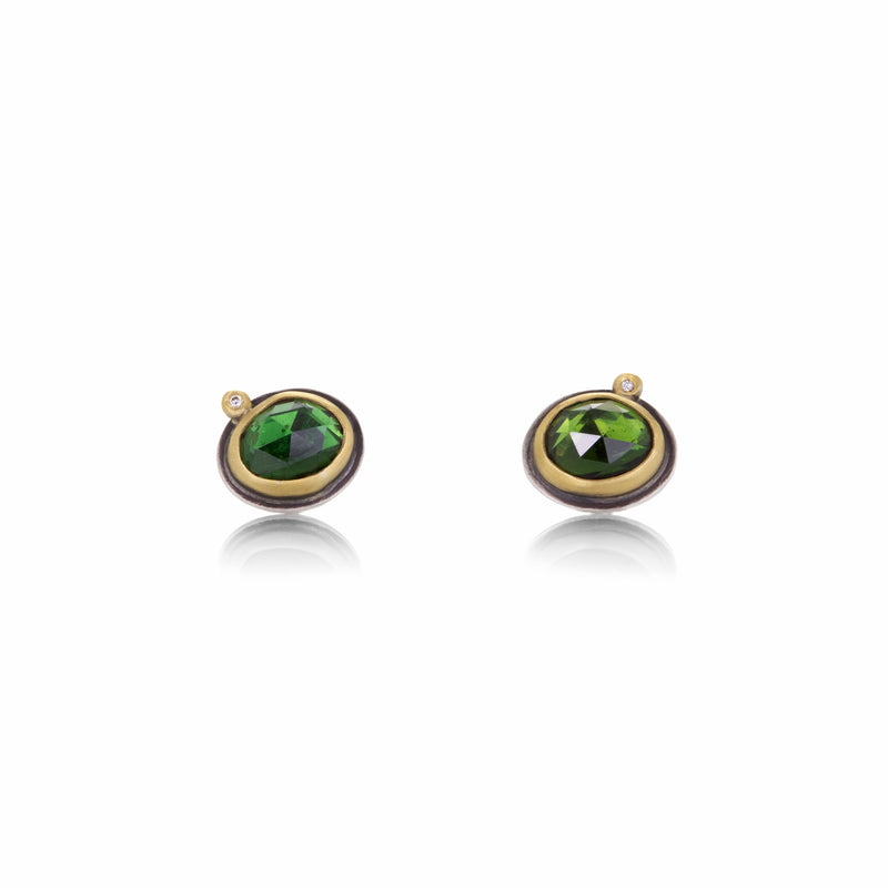 Ananda Khalsa Rose Cut Green Tourmaline Studs | Quadrum Gallery