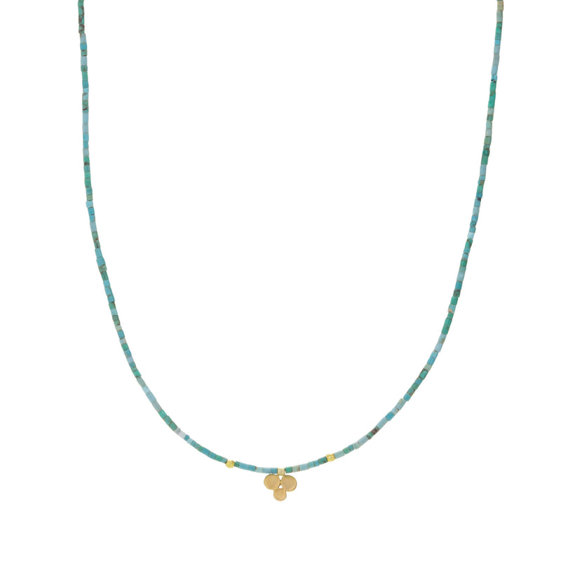Ananda Khalsa Beaded Green Turquoise Heishi Necklace  | Quadrum Gallery