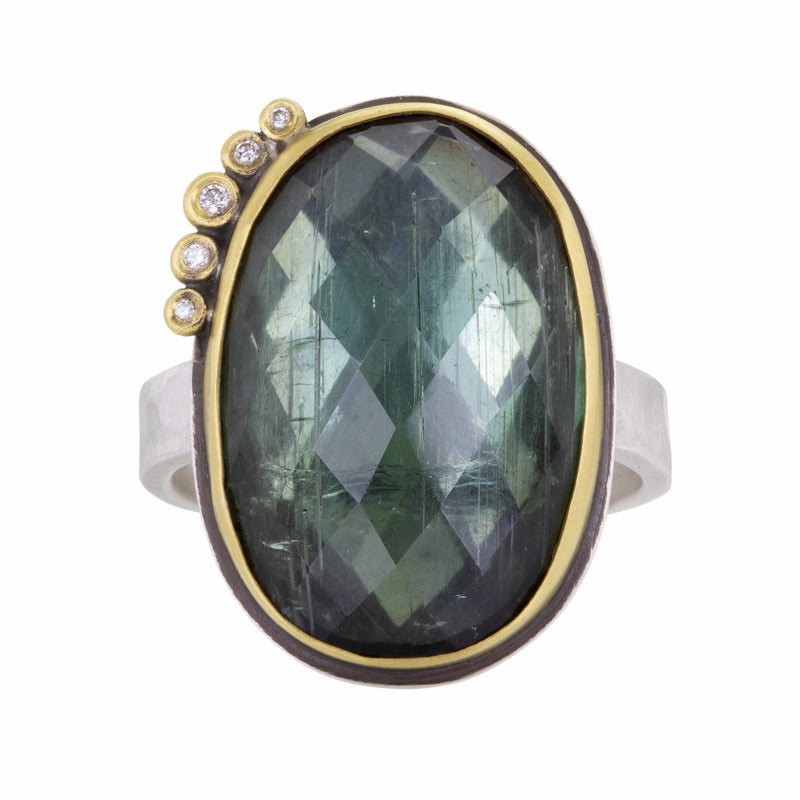 Ananda Khalsa Large Rose Cut Green Tourmaline Ring | Quadrum Gallery