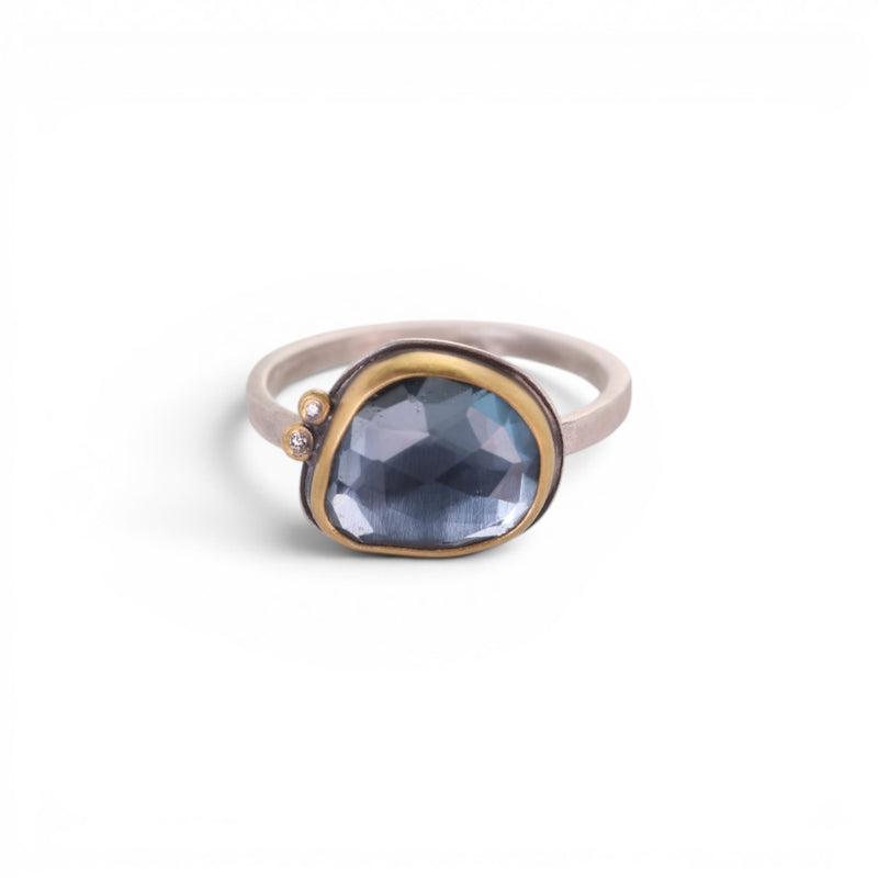Ananda Khalsa Rose Cut Blue Topaz Ring | Quadrum Gallery
