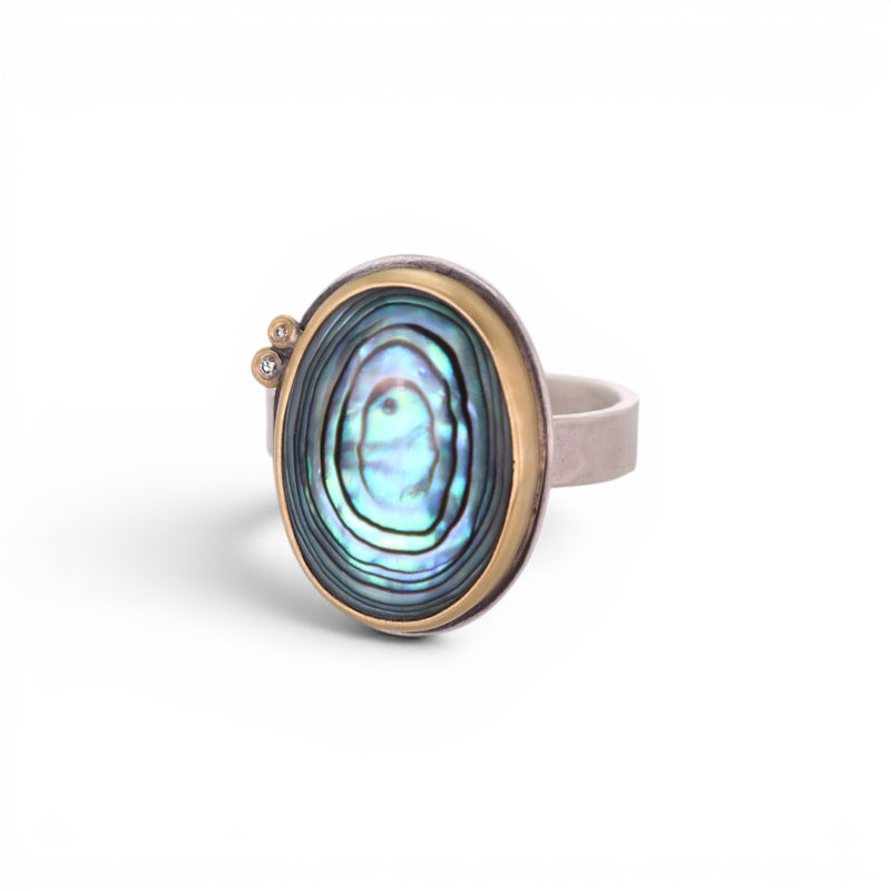 Ananda Khalsa Mixed Metal Mother of Pearl Ring | Quadrum Gallery