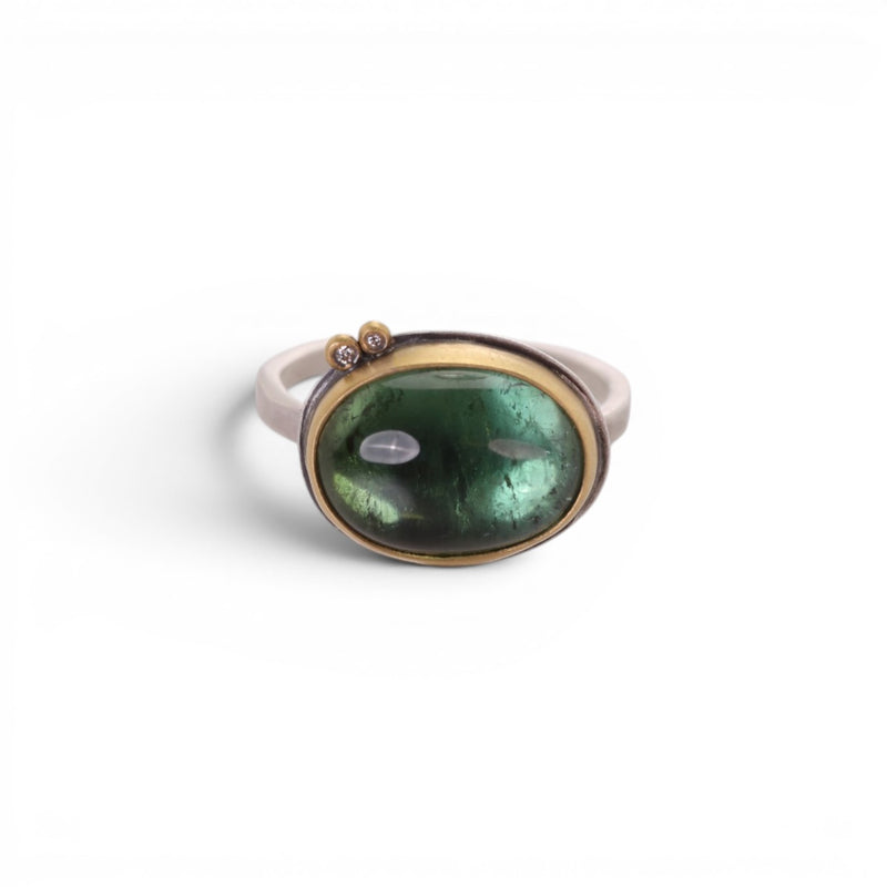 Ananda Khalsa Green Tourmaline Cabochon Ring | Quadrum Gallery