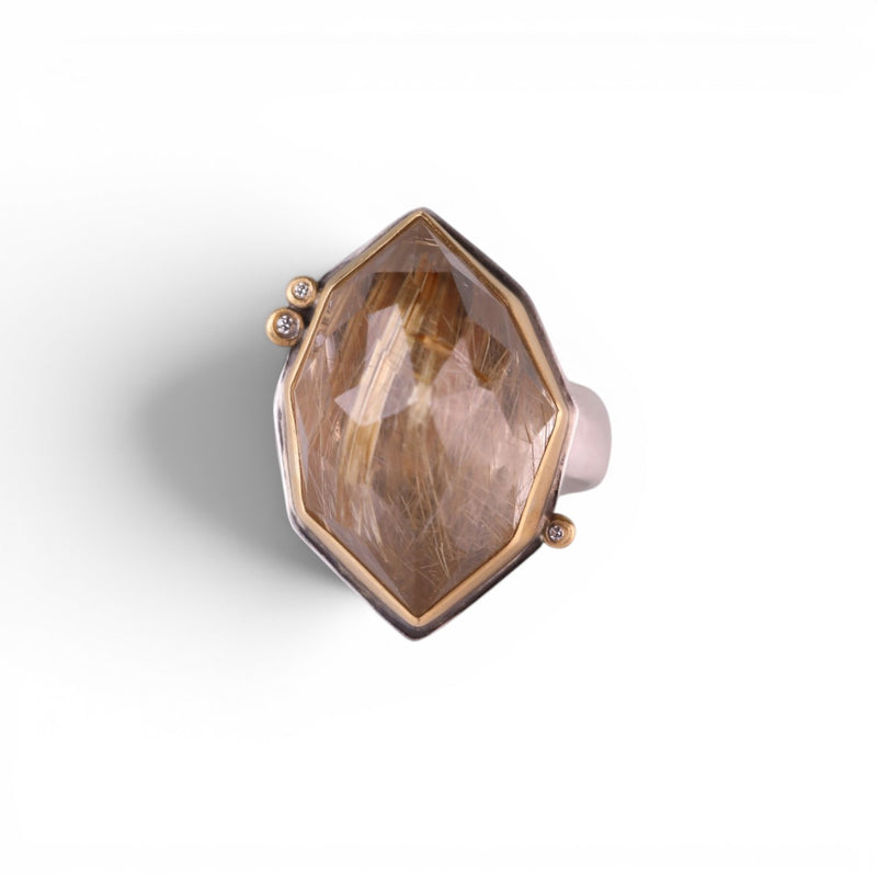Ananda Khalsa Rose Cut Rutilated Quartz Ring | Quadrum Gallery