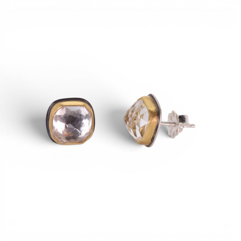 Ananda Khalsa Rose Cut White Topaz Stud Earrings | Quadrum Gallery