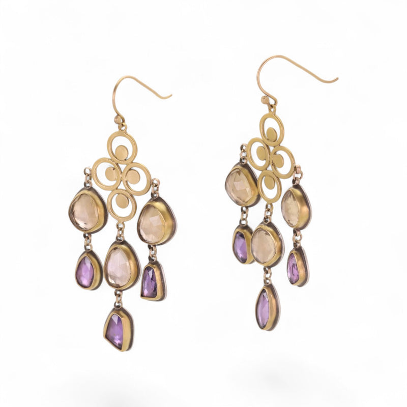 Ananda Khalsa Purple Sapphire and Champagne Quartz Earrings | Quadrum Gallery