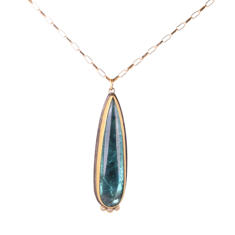Ananda Khalsa Pear Shaped Green Tourmaline Pendant Necklace | Quadrum Gallery