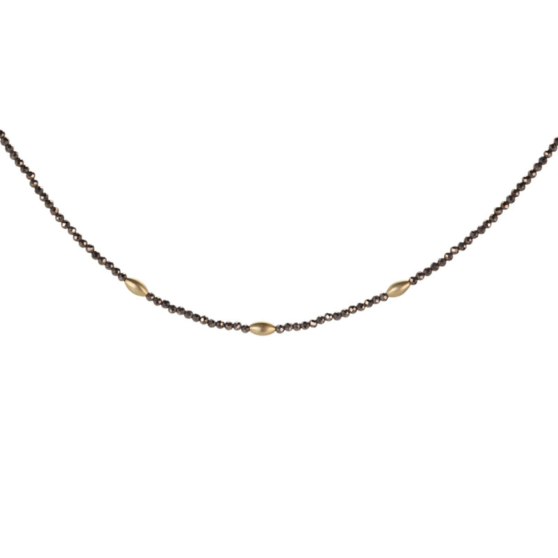 Ananda Khalsa Pyrite Necklace with Rice Beads - 20" | Quadrum Gallery