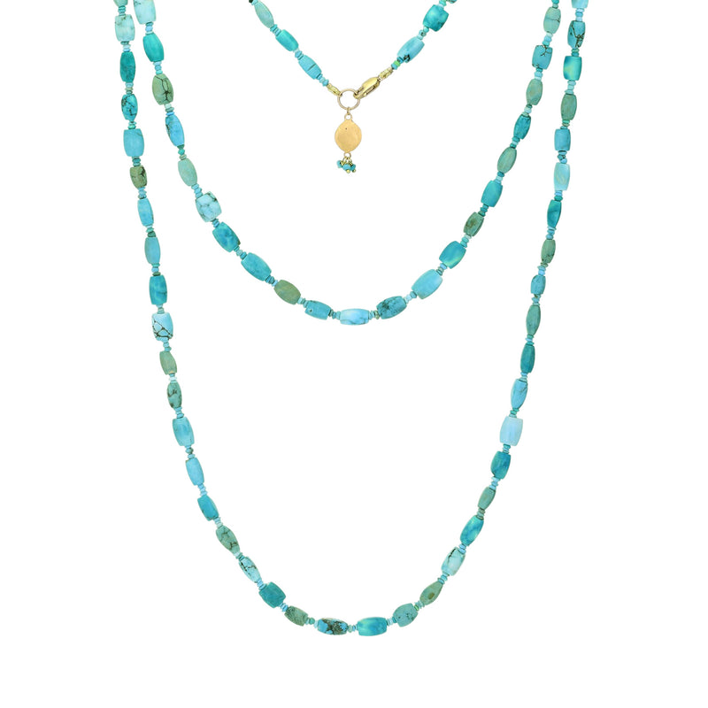 Ananda Khalsa Long Matte Turquoise Beaded Necklace - 36" | Quadrum Gallery