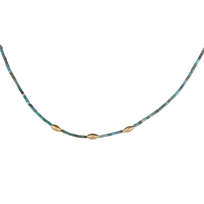 Ananda Khalsa Turquoise Beaded Necklace with Rice Spacers | Quadrum Gallery