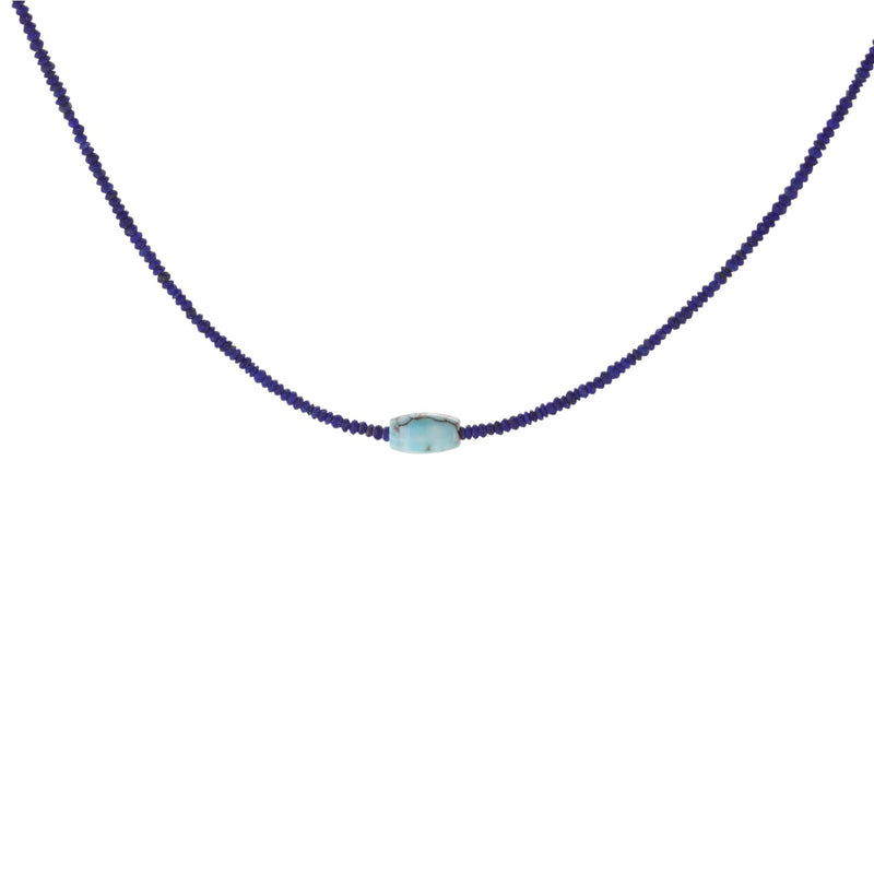 Ananda Khalsa Lapis Necklace with Turquoise Bead | Quadrum Gallery