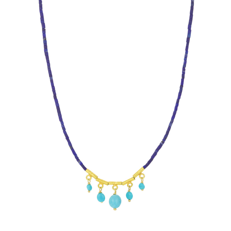 Ananda Khalsa Lapis Necklace with Turquoise Fringe | Quadrum Gallery
