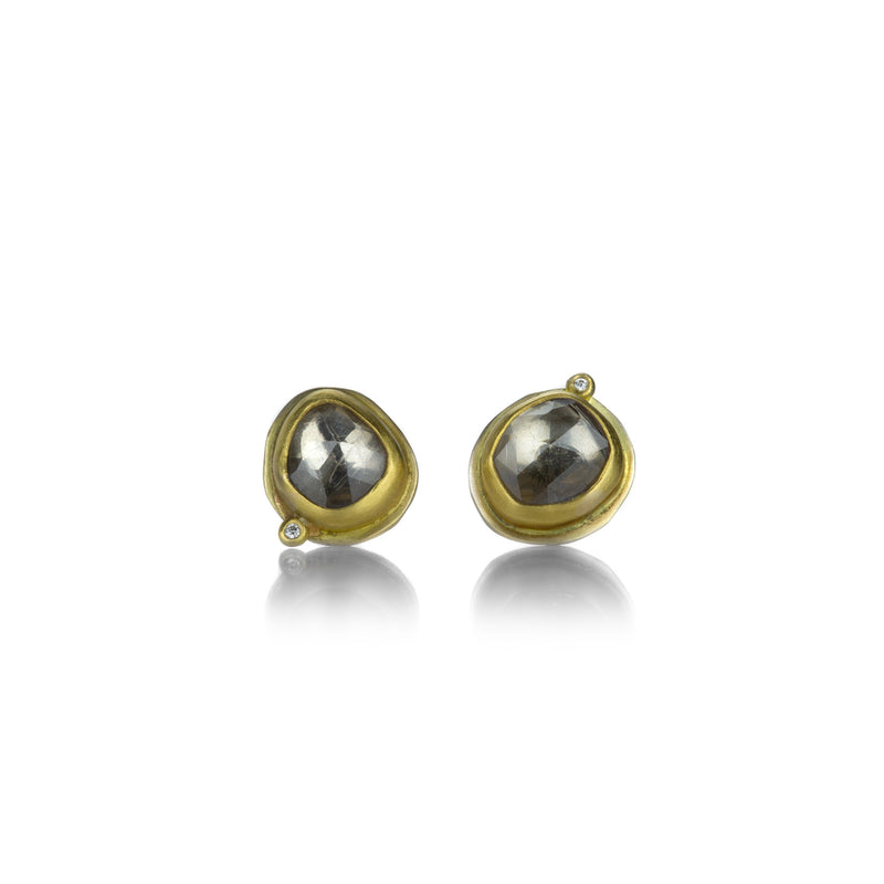 Ananda Khalsa Rose Cut Organic White Sapphire Studs | Quadrum Gallery