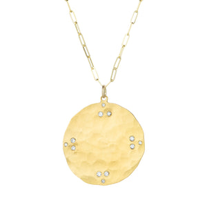 Ananda Khalsa Hammered Disc and Diamond Pendant Necklace | Quadrum Gallery