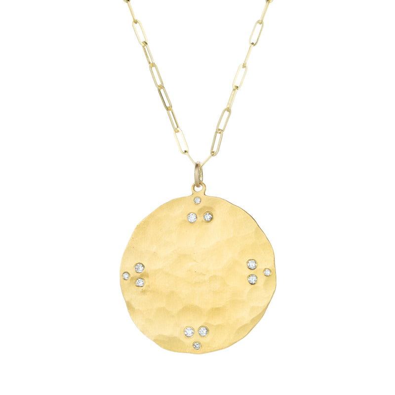 Ananda Khalsa Hammered Disc and Diamond Pendant Necklace | Quadrum Gallery