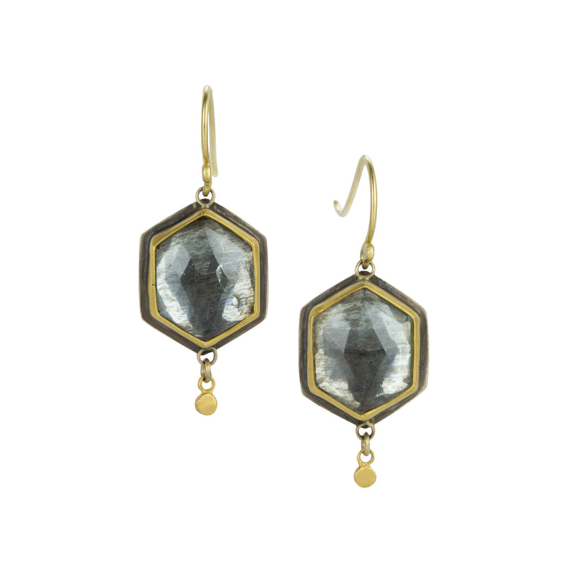 Ananda Khalsa Rose Cut Hexagon Moss Aquamarine Drop Earrings | Quadrum Gallery