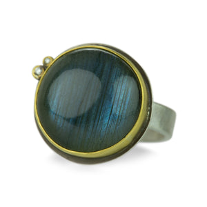 Ananda Khalsa Round Labradorite Ring with Satellite Diamonds | Quadrum Gallery
